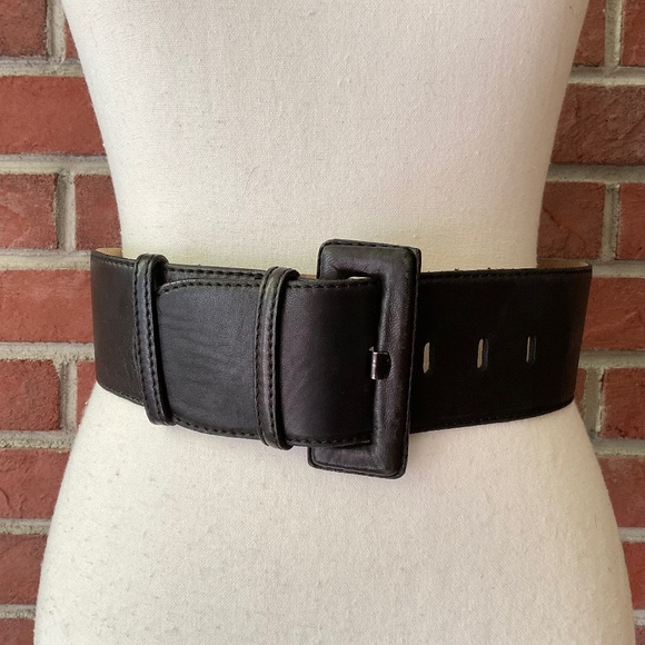 Vintage Donna Karen NY Wide Black Leather Belt Made in USA main image 16